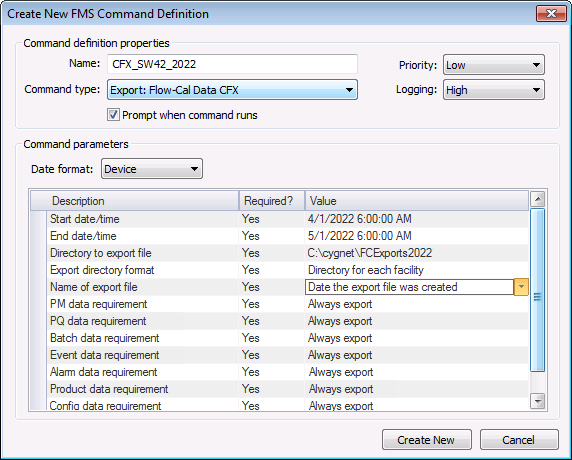 Create New FMS Command Definition